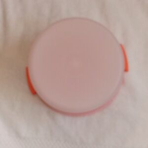 Round Orange Tupperware Cake Carrier with Carrier Handle